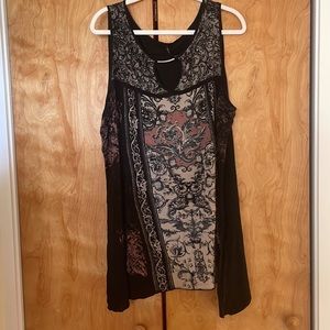 Black Patterned Tank Top